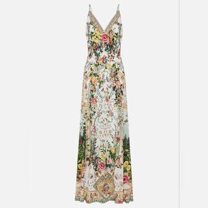 BNWT Camilla V Neck Full Length Bias Slip Dress in Renaissance Romance print.